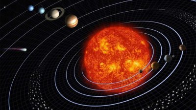 ​太阳系中最大的两颗行星--土星和木星将跟水星一起在夜空中相互靠近