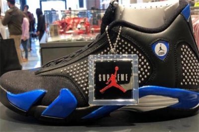 ​supreme联名aj14黑蓝配色谍照 supreme aj14黑蓝发售信息