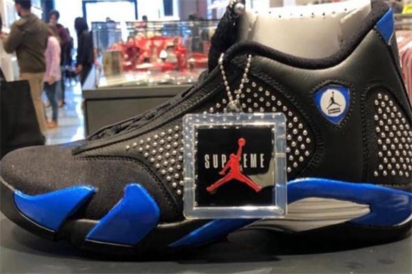 supreme联名aj14黑蓝配色谍照 supreme aj14黑蓝发售信息