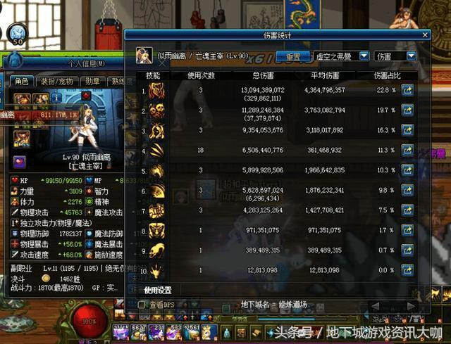 DNF初现国服第一神豪死灵,面板和装备让人仰慕!!