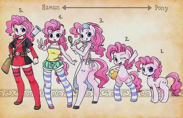 小马宝莉：五位马儿拟人化过程图，第五个最可爱，第三个是亮点