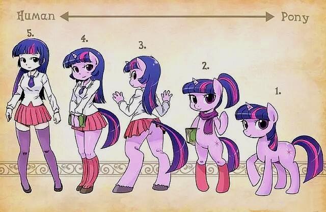 小马宝莉：五位马儿拟人化过程图，第五个最可爱，第三个是亮点