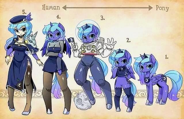 小马宝莉：五位马儿拟人化过程图，第五个最可爱，第三个是亮点