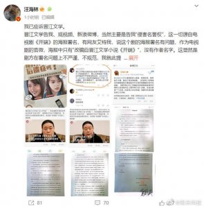 ​因“署名权之争”，汪海林被晋江文学网起诉