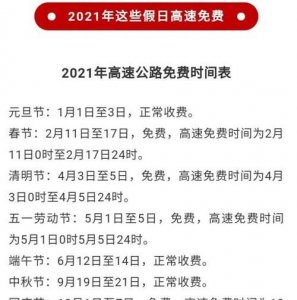 ​高速公路免费时间2025,春节高速公路免过路费时间