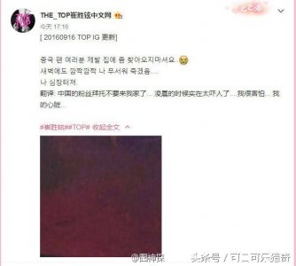 ​Bigbang成员TOP点名“中国粉丝”是对粉丝的不尊重