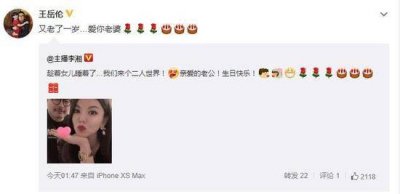 ​李湘晒照为王岳伦庆46岁生日：亲爱的老公，生日快乐